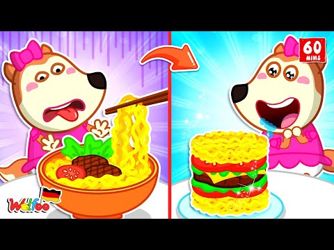 Wolfoo Geschichte 🐺 Ja oder Nein? Nudel-Challenge – Die besten Lifehacks für Eltern mit Wolfoo