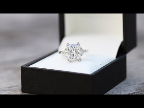 Three Stone Engagement Ring Featuring a 4.0 Carat Radiant Lab Diamond | Ada Diamonds
