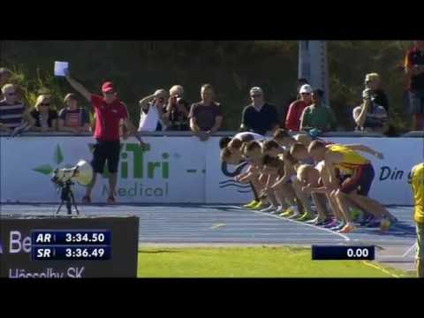 Kalle Berglund vinner SM-guld på 1500 m (3.50,24) i Sollentuna 27 aug 2016