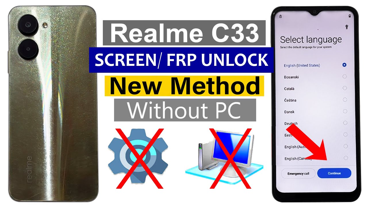 Realme C33 (RMX3624) - Hard Reset & FRP Bypass - Latest Update of Android 13/14 - (Without Pc)
