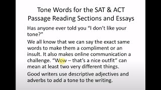 Tone Words for the SAT and ACT.