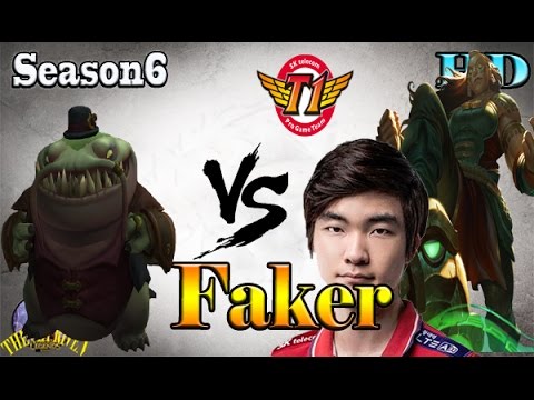 Skt t1 Faker Illaoi vs Tahm Kench ,Top , lol korea, path 5 25 season 6 game play (jan,14\2016)