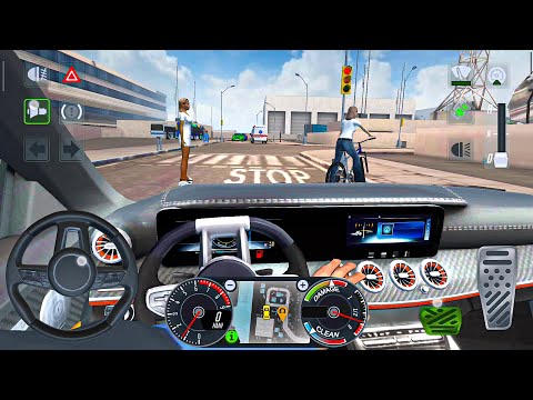 City Taxi Driving Simulator: Mercedes luxury car city driving vs bicycle - car android gameplay