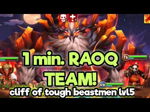 summoners war:  new! cliff of tough beastmen lvl 5 fast RAOQ TEAM!!