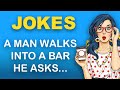 funny jokes : A man walks into a bar, he asks for two shots the bar tender...