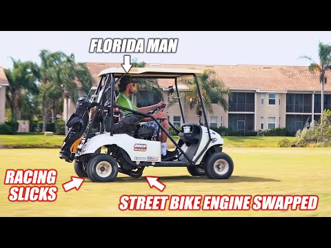 We Took Our CBR1000rr DRAG RACE Golf Cart Golfing... (Kicked Out on Last Hole)