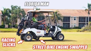 We Took Our CBR1000rr DRAG RACE Golf Cart Golfing... (Kicked Out on Last Hole)
