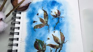 You Can Paint This! Easy Cotton and a Watercolor background technique for Beginners