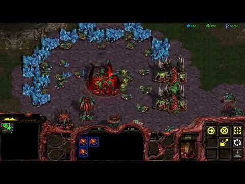 StarCraft - 1 Zerg VS 7 AI Playthrough (Map: Big Game Hunters)