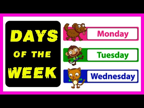 Days of the week - days of the week list - vocabulary for kids