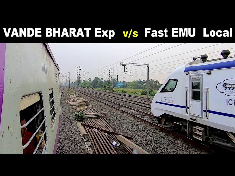 ‎️‍🔥Dangerous TRAIN RACE : Vande Bharat Express v/s Fast EMU Train | Brutal Overtake & Parallel Run