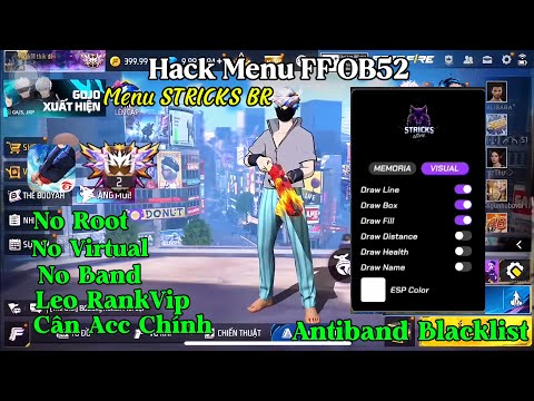 Hack FF OB52 | Menu STRICKS BR Vip - No Root - Safe Main Id - No Band - Antiband blacklist 