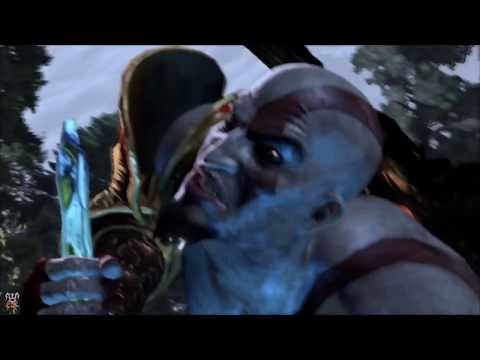 God of War III - Kratos se encara a Zeus y éste lo derriba, haciéndolo caer del Olimpo al Hades