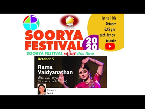 43 rd SOORYA FESTIVAL 2020 DAY 5  Bharathanatyam by Rama Vaidyanathan (Pre recorded)