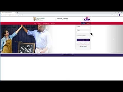 Part of a video titled How to easily apply for a #UIF Compliance Certificate and Tender ...