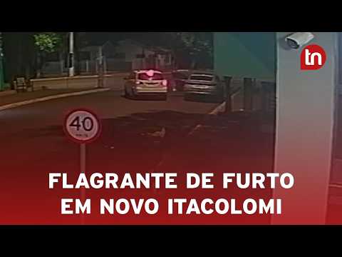 Câmera flagra veículo sendo furtado por suspeito em Novo Itacolomi