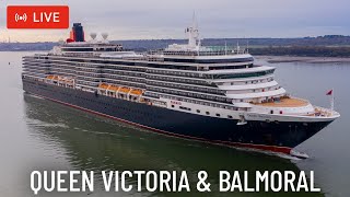 SHIPS TV - Cunard Queen Victoria & Balmoral Cruise Ship Derparting Port of Southampton (LIVE)