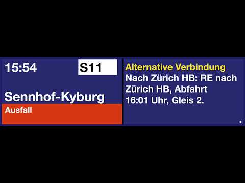 SBB TTS Ausfallmeldung • S11 • nach Sennhof-Kyburg (in Lenzburg)