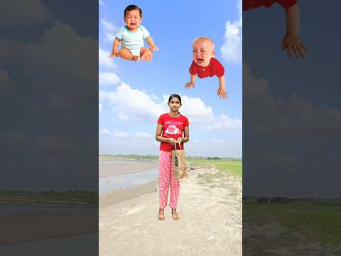 Flying crying babies catching vs rabbit, dog, kangaroo vs lizard & scooty - Funny vfx magic