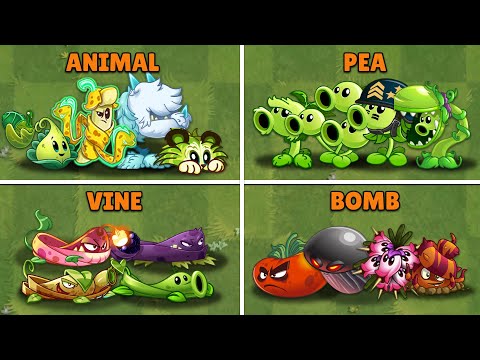 PvZ 2 Random 35 Plants Team Battlez - PEA x ANIMAL x BOMB x VINE - Who Will Win?