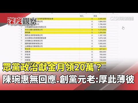 眾黨政治獻金月領20萬？陳琬惠無回應　創黨元老：厚此薄彼