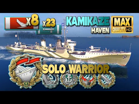 Destroyer Kamikaze on map Haven, SOLO WARRIOR - World of Warships