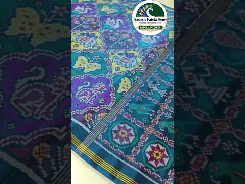 Peacock Blue Multi Colour Animal Motifs Single Ikat Patola Saree 8 Ply Silk