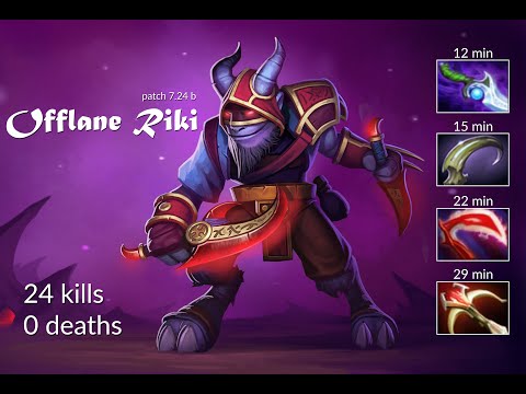 Dota 2 | Riki Offlane | 24 Kills - 0 Deaths | Patch 7.34 b Gameplay