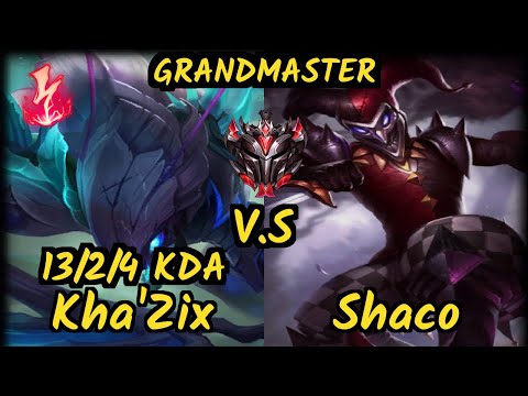 MRDS TynX (KHA'ZIX) vs SHACO - 13/2/4 KDA JUNGLE GAMEPLAY - EUW Ranked GRANDMASTER v9.6