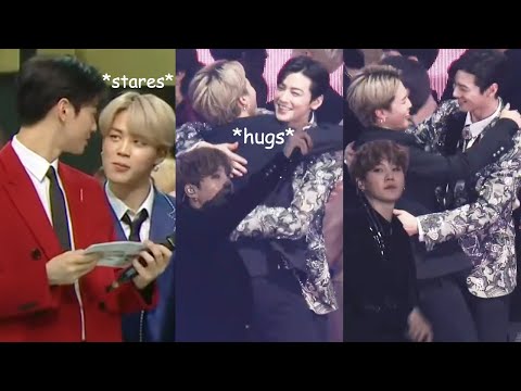 Jimin being clingy to Eunwoo on stage (ASTRO x BTS)