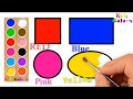 Draw and color a square, rectange, circle, oval - Kids colors