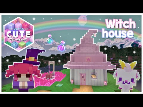 Building a Witch House ♡ Ultra Cute Texture Pack ✰ Minecraft Bedrock Tutorial