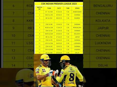 2023 IPL CSK MATCH SCHEDULE / 2023 ipl csk match date /ipl 2023 match schedule