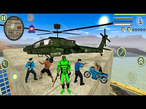 Green DeadPool Rope Hero Vice Town Simulator - Fun At Military Base #2 - Android Gameplay