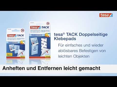 Artikelvideo 1 für tesa TACK XL doppelseitige Klebepads für max. 20 g 2,0 x 2,4 cm, 36 St., Artikelnummer 332003