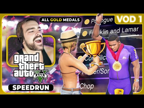 GTA V All Gold Medals Speedrun - Part 1 [Full Livestream]