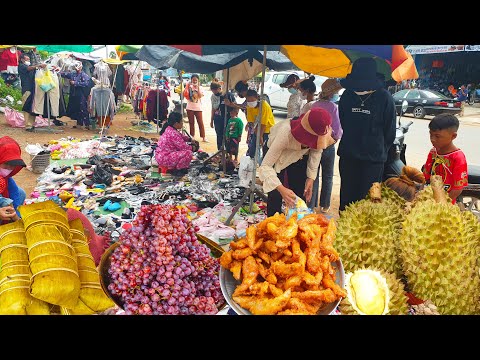 Batdoeng Market - Countryside Food Show - Everyday Fresh Foods For Sales - Cambodian Wet Market