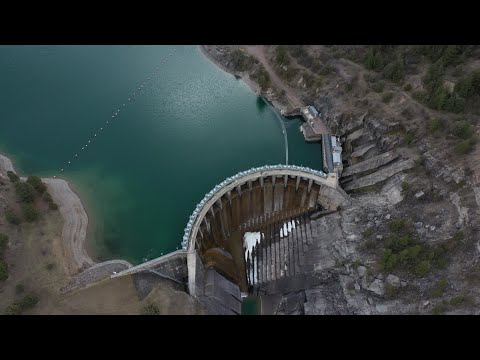 Video: Overhead view of SKQ Dam near Polson