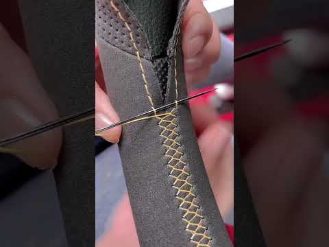 Hand sewing steering wheel cover 🪡#enjoy #diy #caraccessory #automobile #interior #tutorial