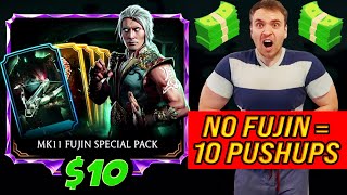 MK Mobile. Opening MK11 Fujin Special Pack UNTIL I GET HIM! Doing Pushups EACH TIME I FAIL!