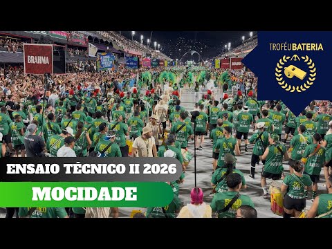 Bateria da Mocidade Independente no segundo ensaio técnico para o carnaval 2026
