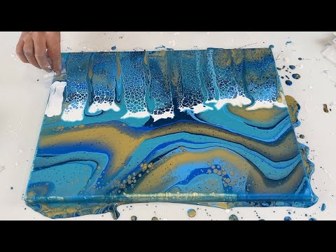 ABSTRACT ACRYLIC PAINT POUR / SWIPE WITH AUSTRALIAN FLOETROL / AMSTERDAM WHITE / NO SILICONE OIL