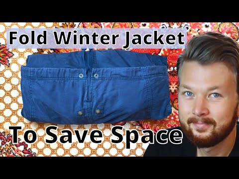 Part of a video titled Clever Way to Fold Winter Jackets (and Save Space) - YouTube