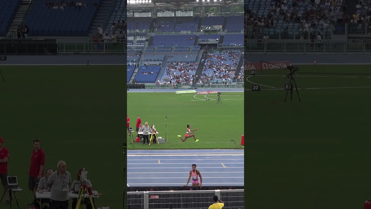 Thea LaFond jumps 13.96m in the third round of the Rome Diamond league trackandfield athletics