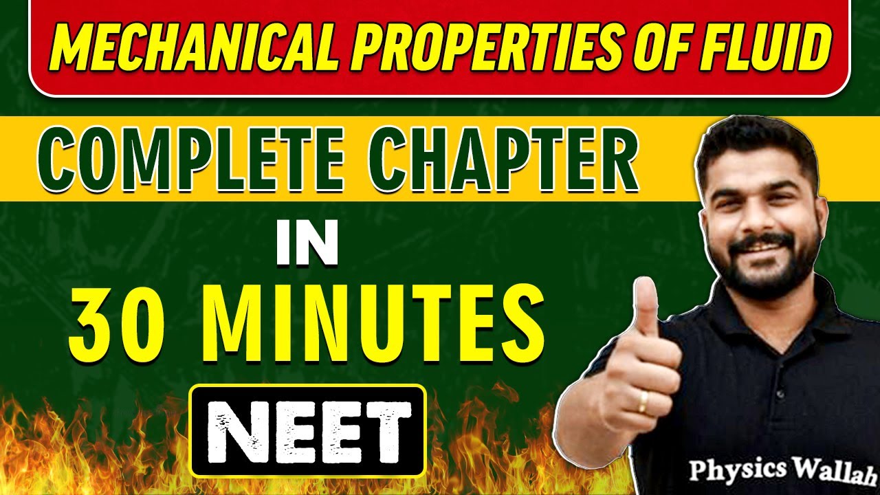 MECHANICAL PROPERTIES OF FLUID in 30 minutes || Complete Chapter for NEET
