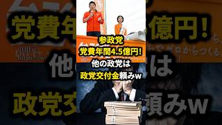 参政党 党費年間4.5億円！他の政党は政党交付金頼みw　#参政党　#党費　#政党交付金　#神谷宗幣