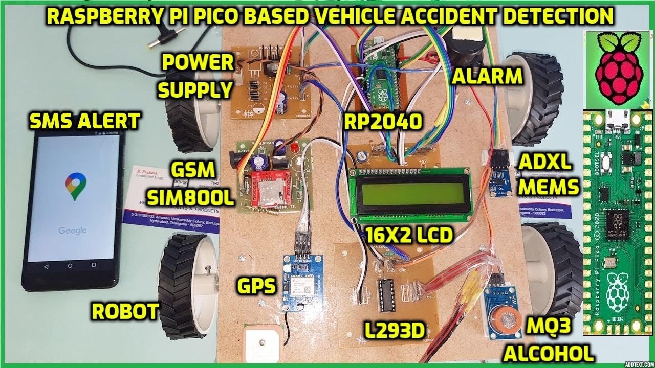 Raspberry Pi Pico Based Vehicle Accident Detection With MEMS, Alcohol Sensors, GSM & GPS - YouTube