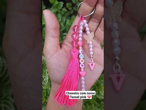 Chaveiro personalizado com nome e inicial tassel super charmoso Pink #diy #handmade
