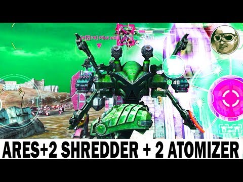 ARES 2 ATOMIZER + 2 SHREDDER MK2 WAR ROBOTS MAX GAMEPLAY