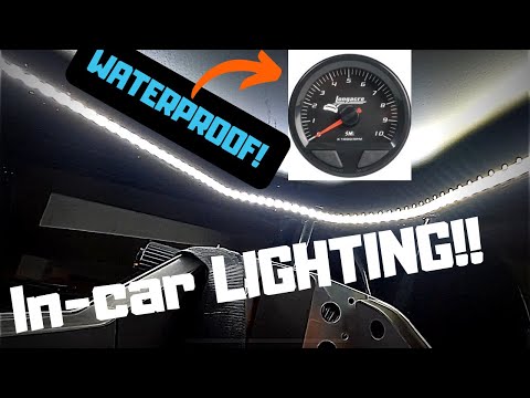 $20 DO IT YOURSELF LED LIGHTING IN YOUR RACECAR  - plus new WATERPROOF TACH!